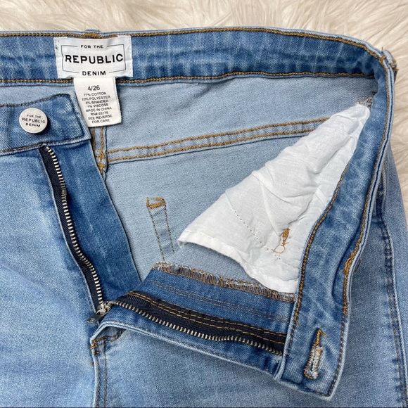 For The Republic • Distressed Fringe Hem Stretchy Denim Jeans - Picture 4 of 14